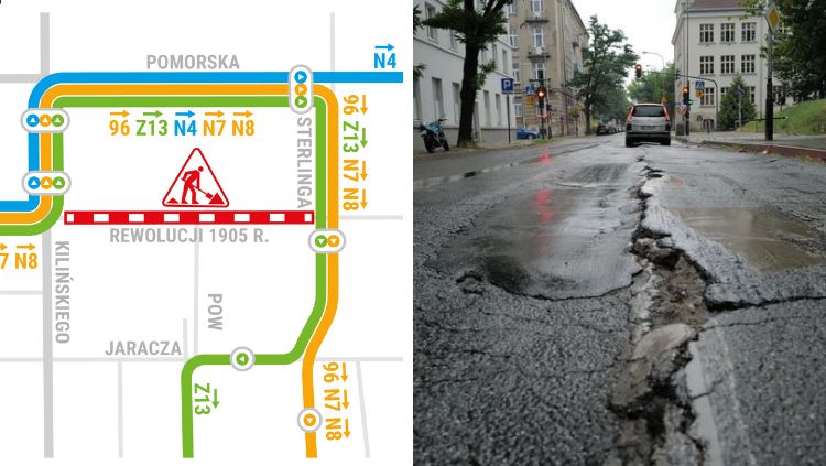 Mapa MPK Łódź na czas remontu ulicy Rewolucji -  fot. LODZ.PL
